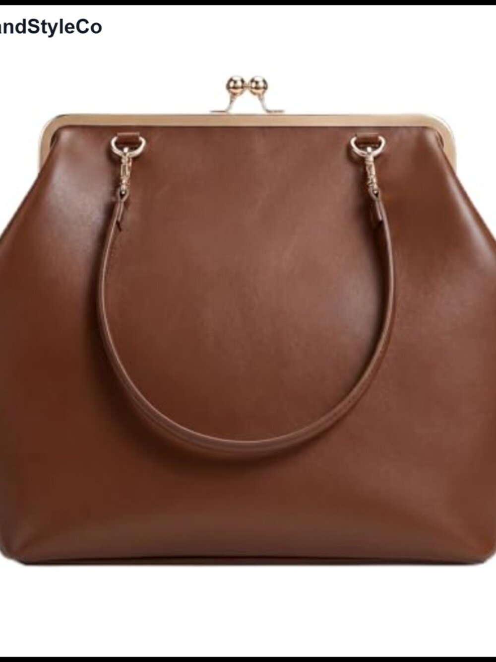 Kiss Lock Tote Handbag Faux Leather Shoulder Bag Clutch Purse